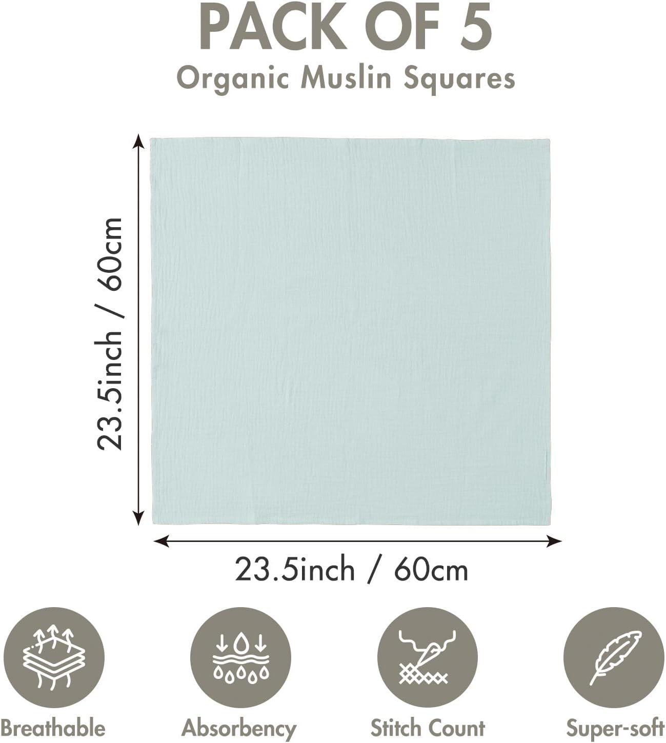 Muslin Receiving Blankets, Neutral Blanket Swaddling for Newborn Boys and Girls, 5 Pack Breathable