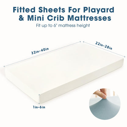 GRSSDER Mini Crib Sheets Fitted, Pack and Play Sheets 2 Pack, Ultra Soft Stretchy Pack N Play