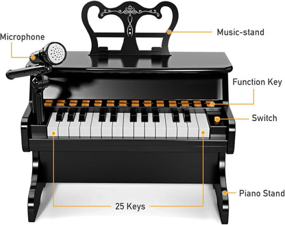 Upgraded Classical Piano for Kids - Black Professional Musical Keyboard Piano Instrument Toys for 3 5 7 9 Years Old Beginners Educational Instruments Birthday Gift
