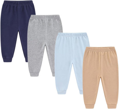 Unisex Newborn Baby Cotton 4-Pack Pants Embroidery Pringting Casual Leggings 0-24 Months for Boys and Girls