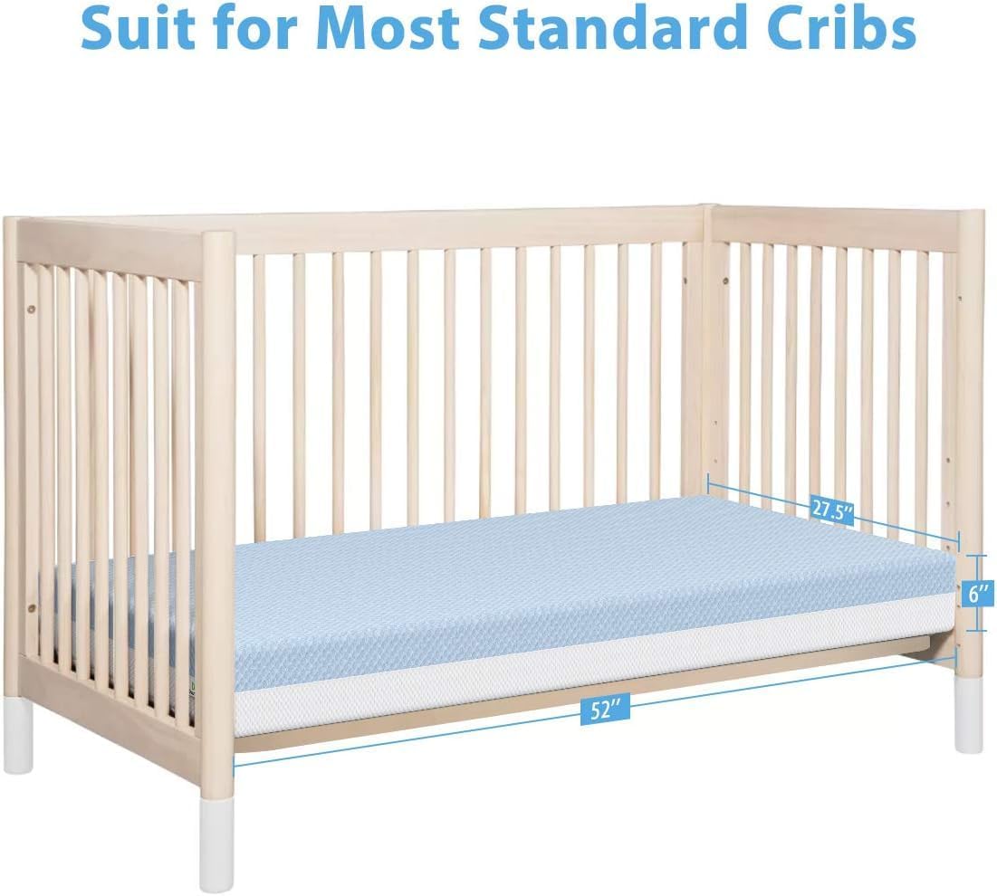 Crib Mattress, Dual Sided Comfort Memory Foam Toddler Bed Mattress, Triple-Layer Breathable Premium