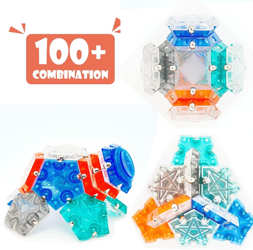 Magnetic Fidget Spinner Toys 14-Piece Set，Puzzle Balls Building Blocks，Stress Reduction and Anxiety Relief Hand Spinner for Adults Kids…