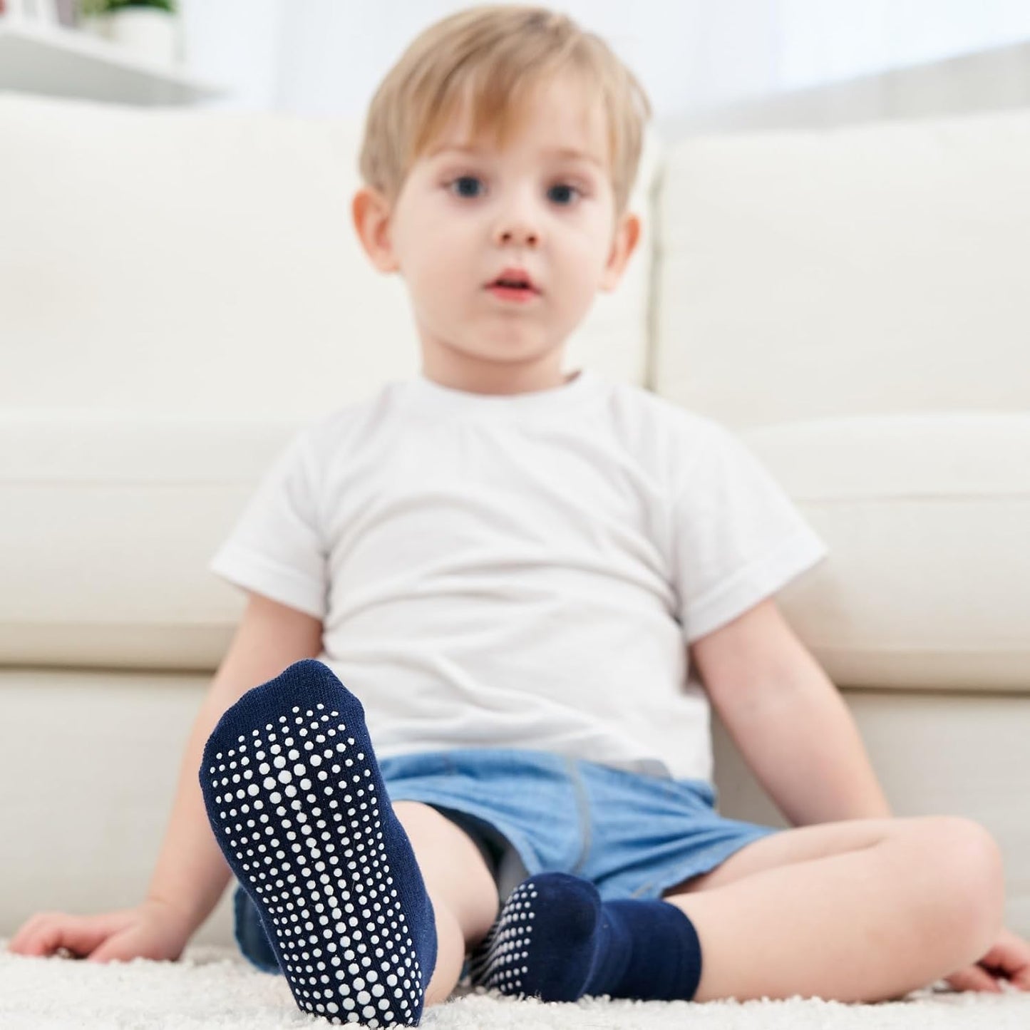 Zaples Baby Non Slip Grip Ankle Socks with Non Skid Soles for Infants Toddlers Kids Boys Girls