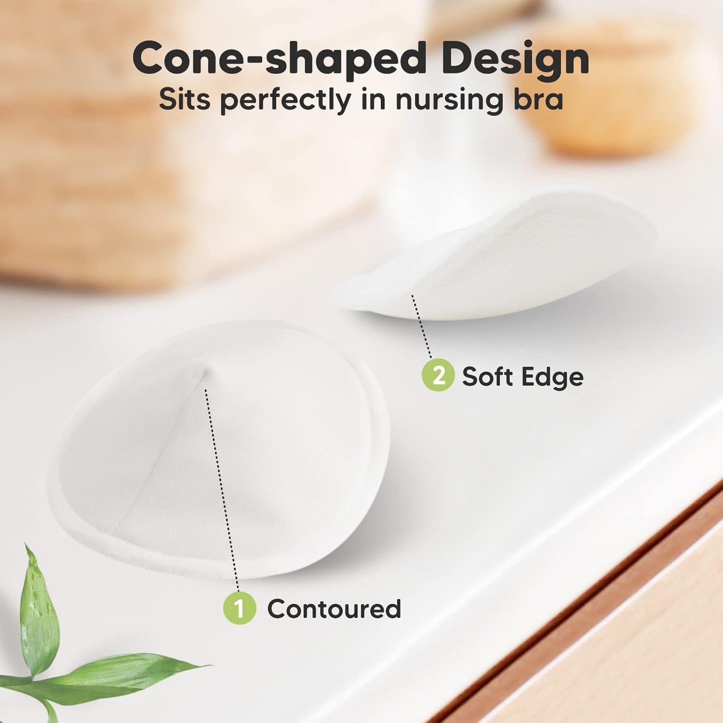 Organic Nursing Pads - 14 Washable Viscose Derived from Bamboo Breastfeeding Pads, Wash Bag