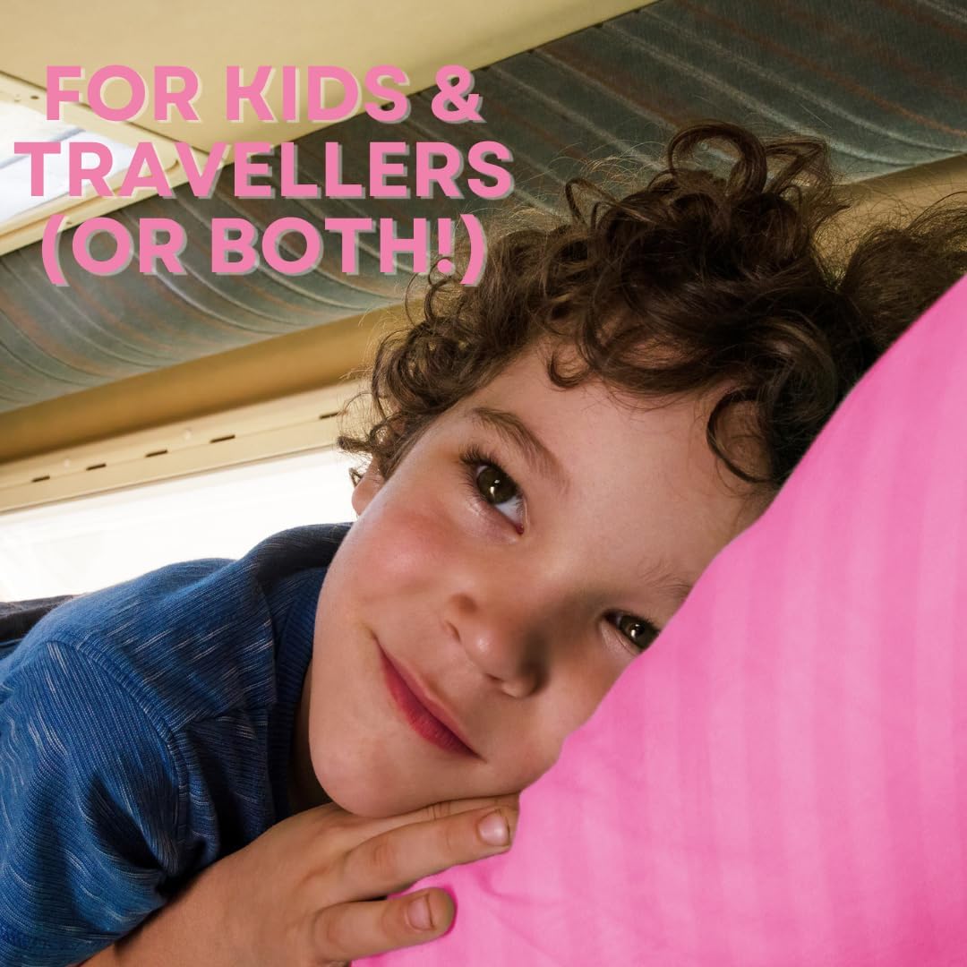 kinder Fluff Toddler Pillows for Bed (2X) - The Only Kids Pillow 300T Cotton Shell & Down Alternative Fill - Travel Pillow for Children Bedding Set Sleeping Pillow Floor Bed Pillows (14x20in - Pink)