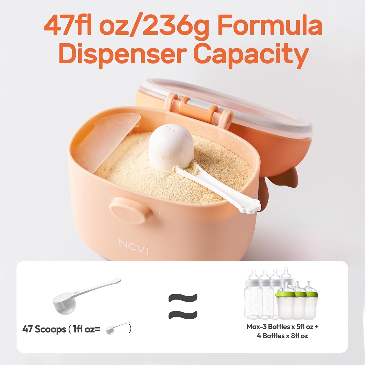NCVI Baby Formula Dispenser On The Go, Formula Container To Go, Formula Holder for Travel, Outdoor