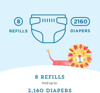 Amazon Brand - Mama Bear Diaper Pail Refills for Diaper Genie Pails, Unscented, 1080 Count (4 Packs of 270 Count)