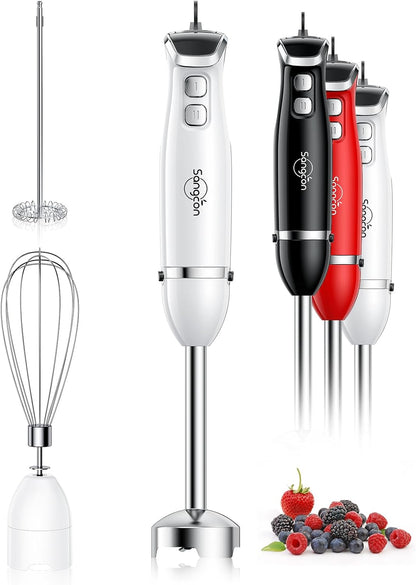Sangcon Immersion Blender Handheld, 3-in-1 Hand Blender Electric, 400W Handheld Blender, Stainless