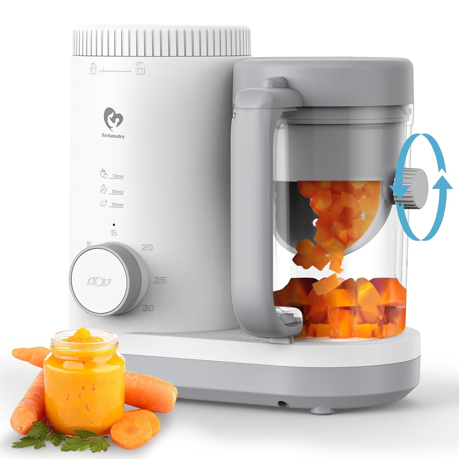 Baby Food Maker Bellababy Baby Food Processor, Puree Blender Steamer with Reversible Steam Basket