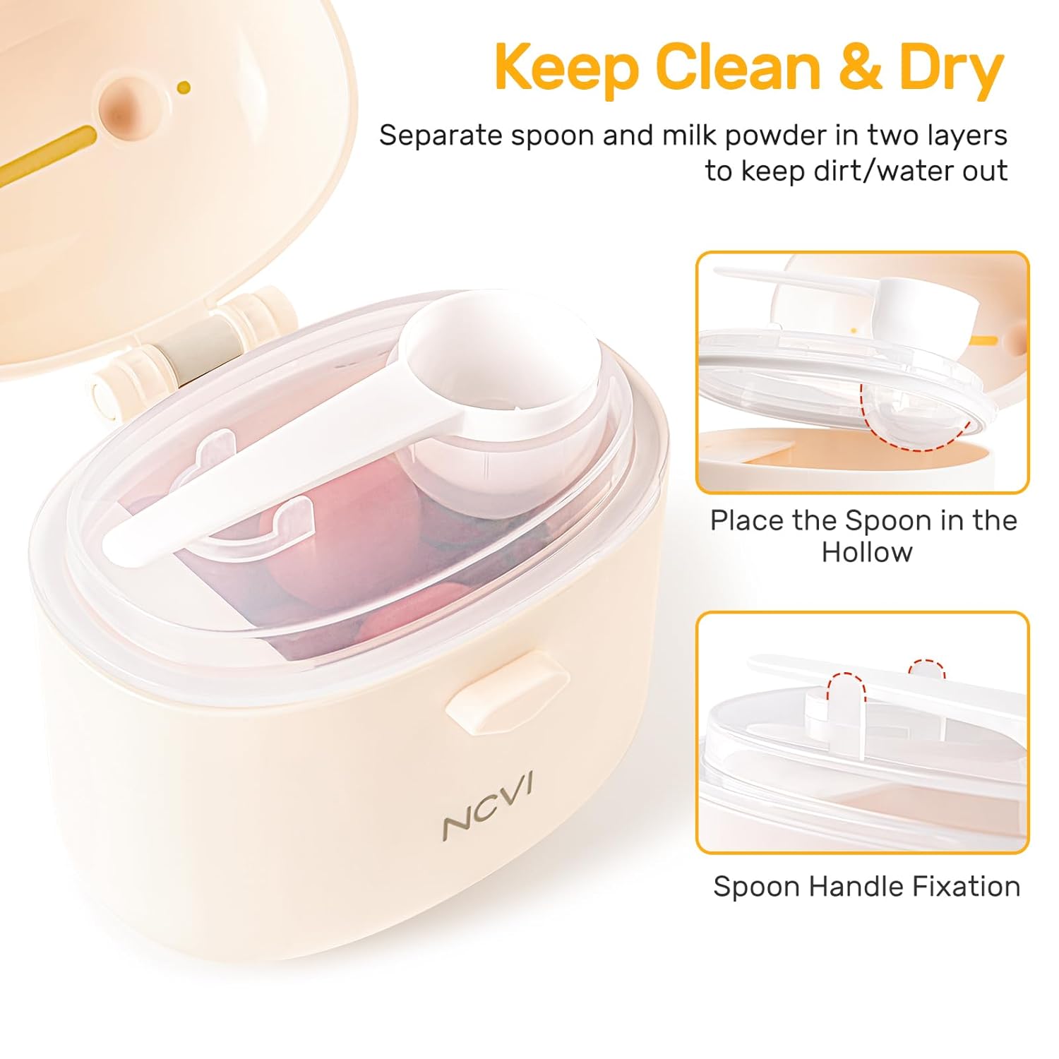 NCVI Formula Dispenser On the Go, Portable Baby Travel Milk Powder Formula Container Holder to Go