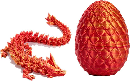 Tfork 3D Printed Dragon Eggs with Dragon Inside Crystal Articulated Fidget Dragon Easter Egg Toy Adults Funny Gift Laser Red