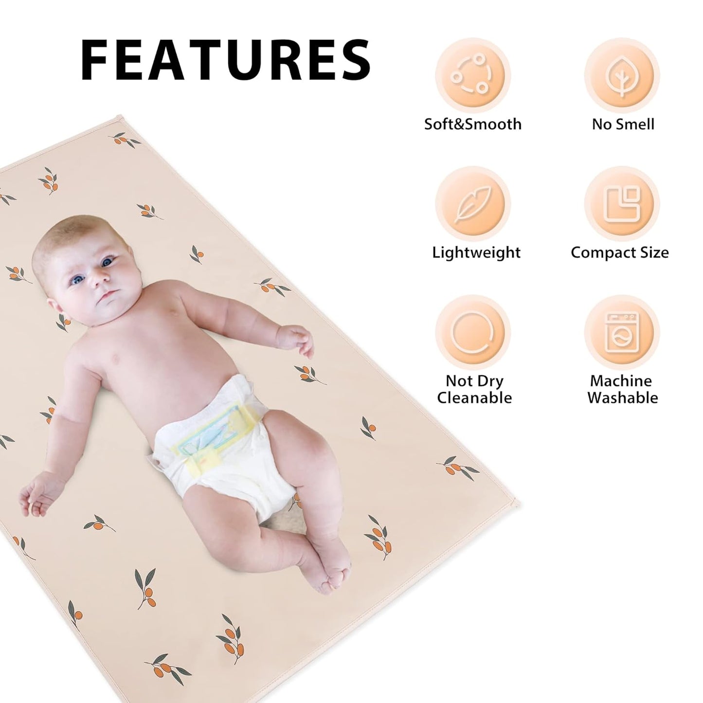 Vegan Leather Baby Changing Mat - Wipeable Portable Changing Pad, Foldable Travel Changing Mat for Baby, Newborns Toddlers Shower Gifts (Branch,20"*28")