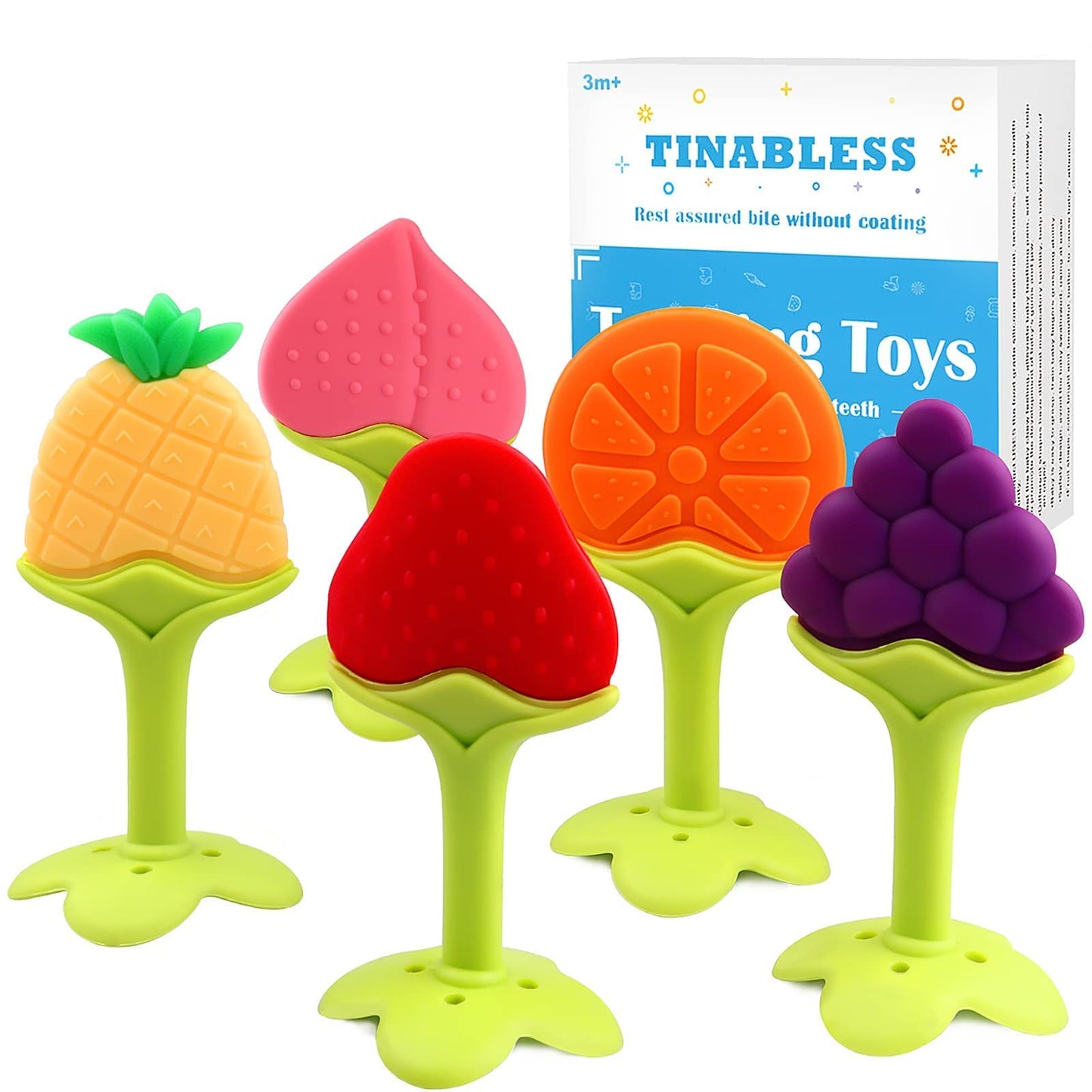 Teething Toys (5 Pack) - Tinabless Infant Teething Keys Set, BPA-Free, Natural Organic Freezer Safe