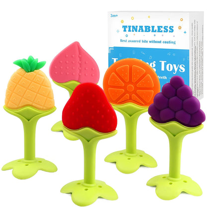 Teething Toys (5 Pack) - Tinabless Infant Teething Keys Set, BPA-Free, Natural Organic Freezer Safe