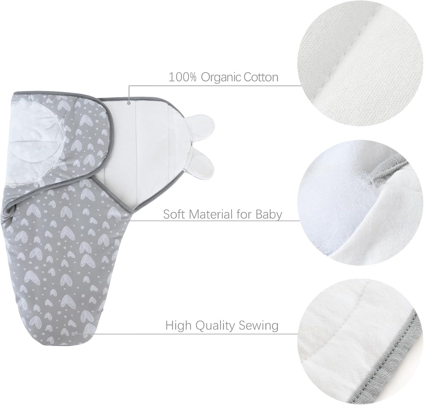 Biloban Quilted Baby Swaddles 0-3 Months 2 Pack, Warm Quilted Baby Swaddle, Newborn Swaddle