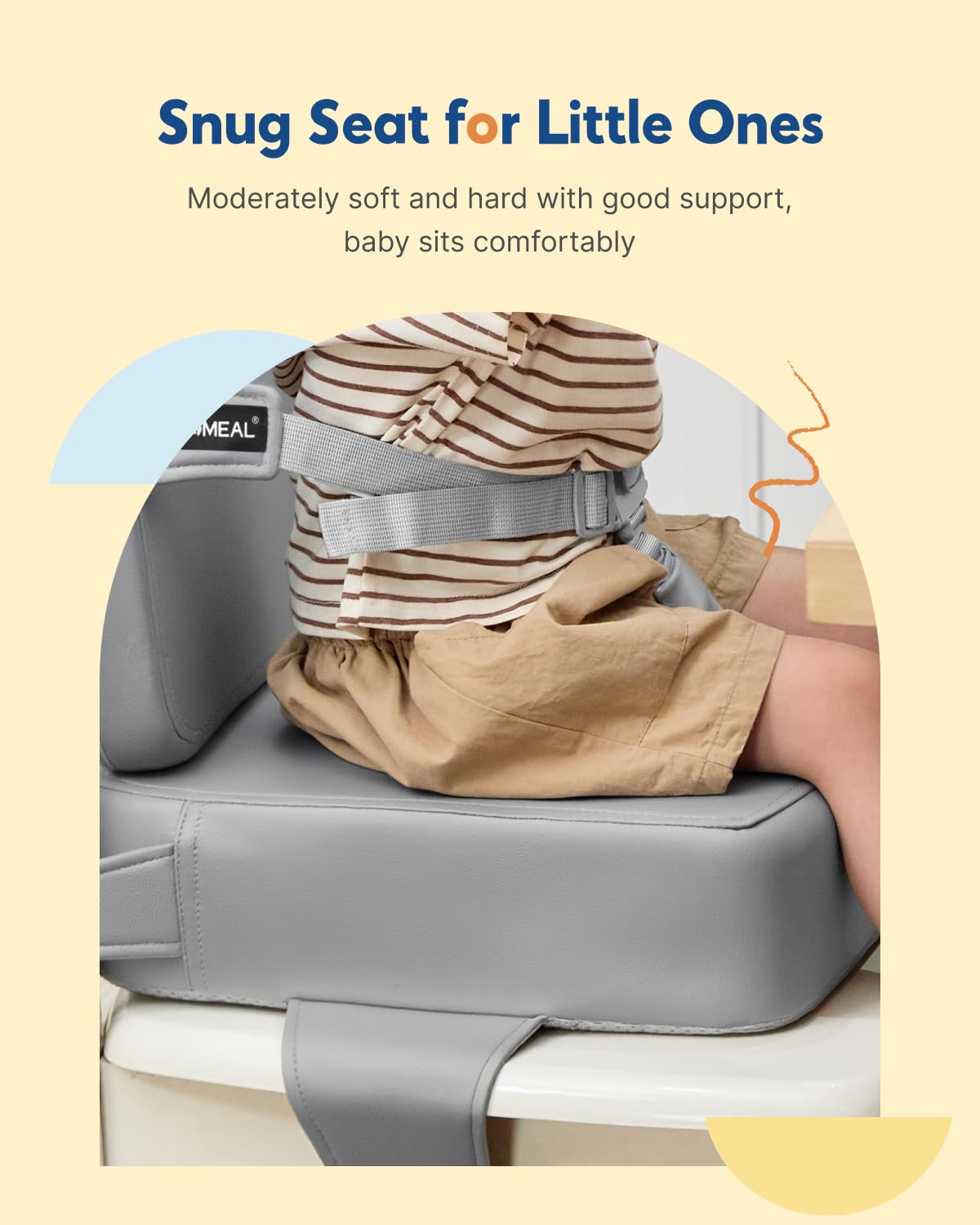 HOMEAL Booster Seat for Kitchen Chair - Compact Toddler Dining Seat with Easy-Install Straps &
