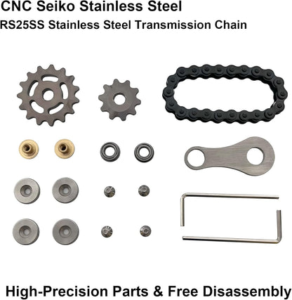 Chain Gear Fidget Spinner, Metal Sprocket Chain Fidget Toy, Stress Anxiety Relief Fidget Toy, Bike Chain Gears Novelty Toy,Metal EDC for Anxiety Relieve Boredom ADHD Autism (Black)