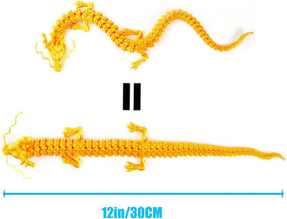 3D Printed Dragon - Articulated and Posable Toy for Car Decoration - Strikingly Realistic Dragon crystal Figure gifts (Gold)