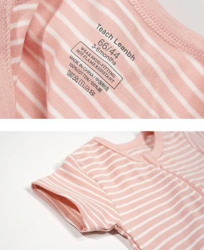 Teach Leanbh Toddler Baby Boys Girls 2-Pack Pajamas Cotton 2 Way Zipper Short Sleeve Footless Romper Sleep and Play