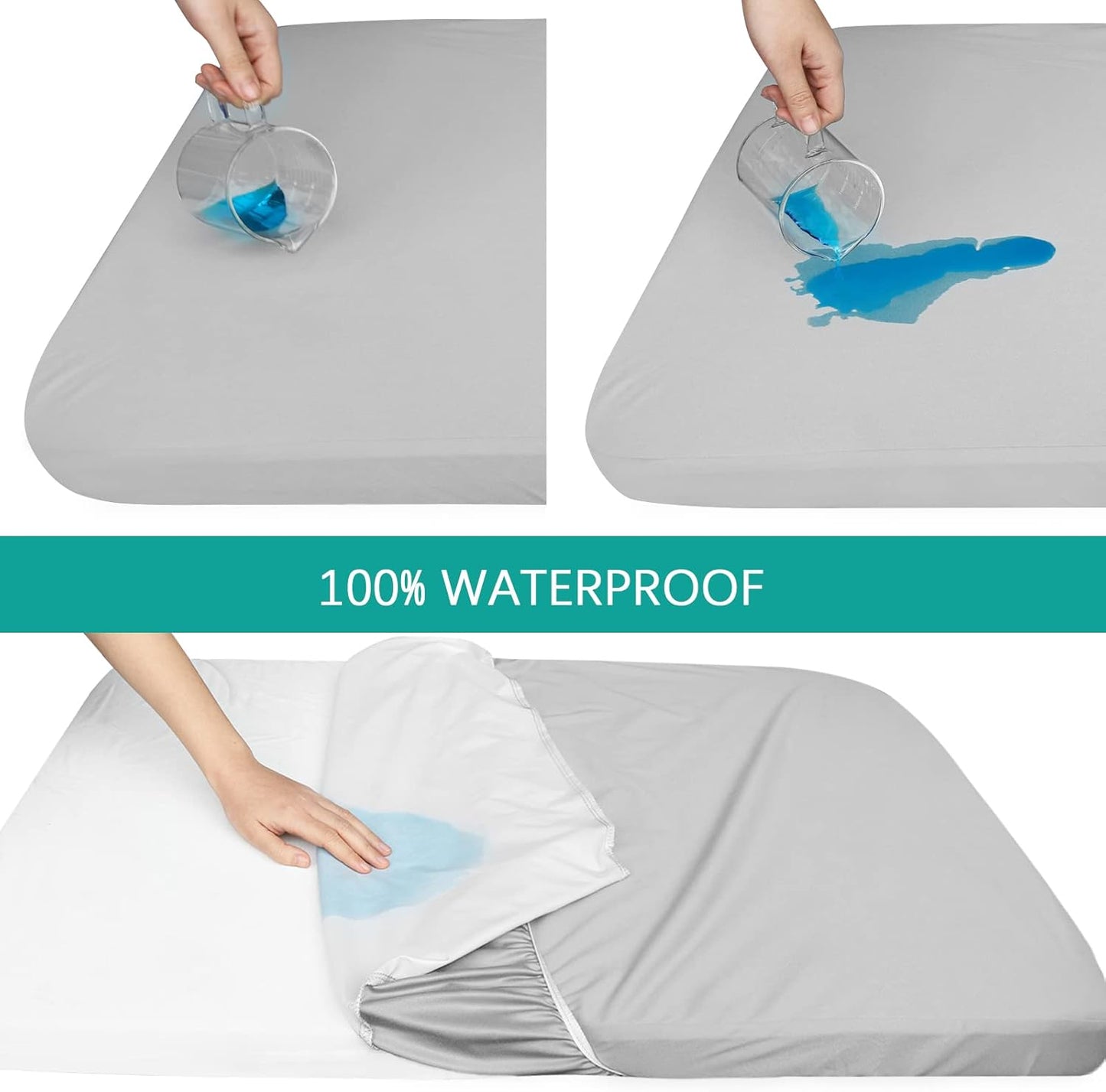 Waterproof Bassinet Sheets Fit for Halo, Dream on Me, Ingenuity, Fisher Price, Delta, Graco and Other Oval Bassinet Mattress, 2 Pack, Ultra Soft Microfiber Sheets, White & Grey