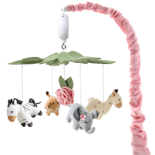 The Peanutshell Crib Mobile for Girls - Soft Pink Musical Baby Crib Mobile with 12 Lullabies, Cute