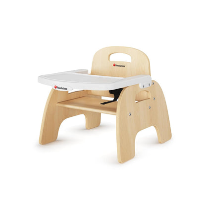 Foundations Easy Serve 7" Wood Feeding Chair for Toddlers, Adjustable Harness, Removable Dishwasher