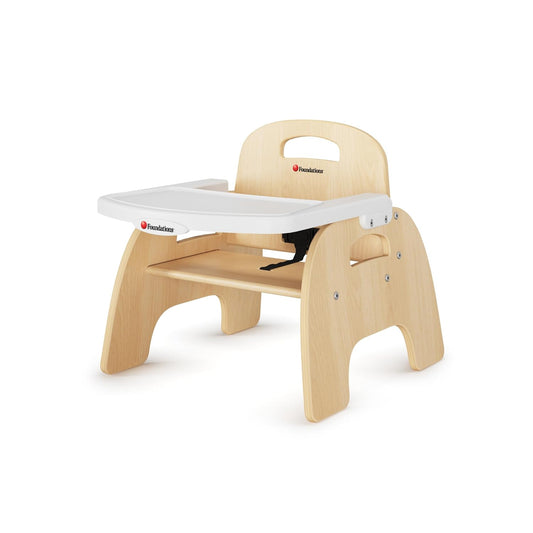 Foundations Easy Serve 7" Wood Feeding Chair for Toddlers, Adjustable Harness, Removable Dishwasher