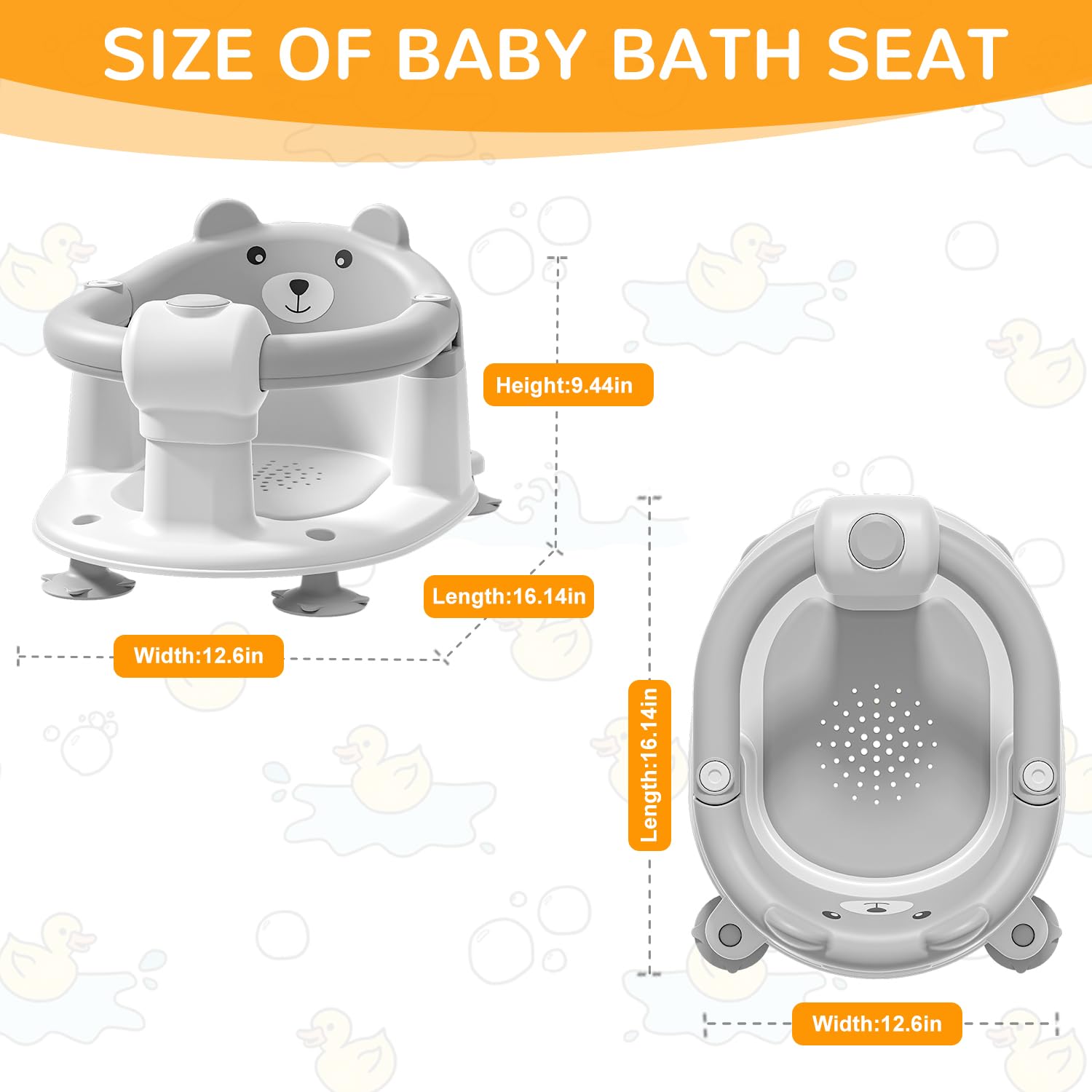 Baby Bath Seat for Babies 6 Months & up, Non-Slip Toddler Bath Seats for Babies Sitting Up, Safe