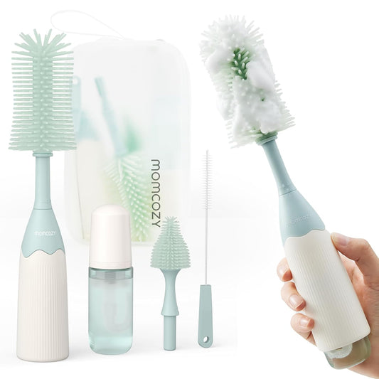 Momcozy Bottle Brush Kit, Innovative Push-Press Design for Better Cleaning - Baby Bottle Cleaner