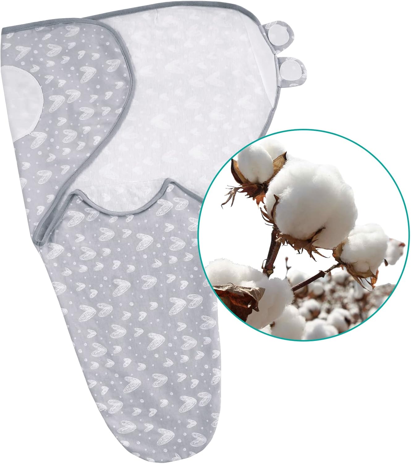 Biloban Baby Swaddles 0-3 Months for Boy Girls, Newborn, Organic Cotton Adjustable Blanket, Lovely
