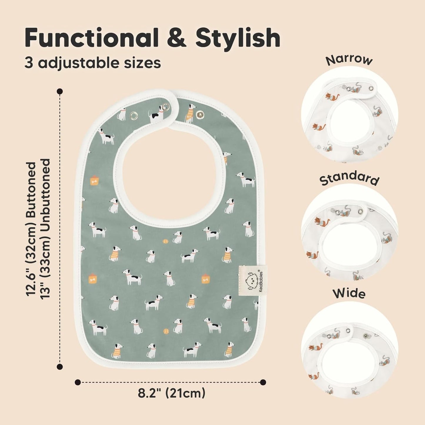 KeaBabies 8-Pack Organic Baby Bibs for Boys, Girls - Super Absorbent Cotton Drool Bibs for Baby Girl & Boy, Teething Toddler, Drooling Newborn, Ultra Soft & Machine Washable (Pets & Paws)