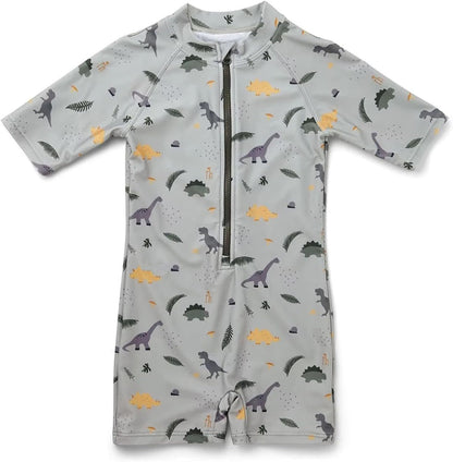 Boys One Piece Swimsuit Whale Dolphin Bathing Suit Zipper Rash Guard Kid Short Sleeve Swimwear Shark Beach Wear UPF50+