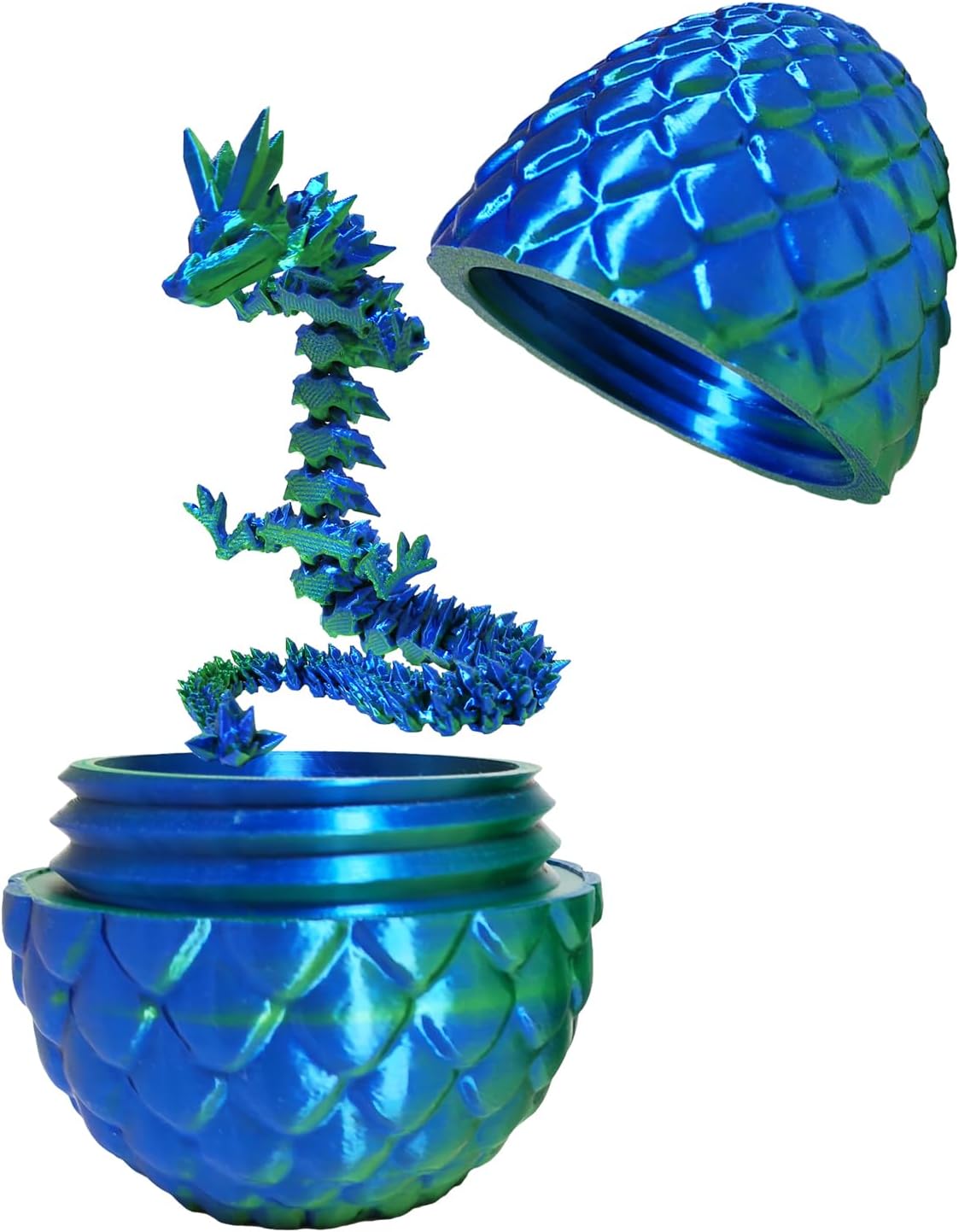 Dragon Egg ,Dragon Egg Fidget Surprise Toy with 3D Printed Dragon, Dragon Eggs with Dragon Inside Fidget Toy, 12" Dragon and Dragon Egg Toy Gifts for Autism and ADHD. (Laser Green)