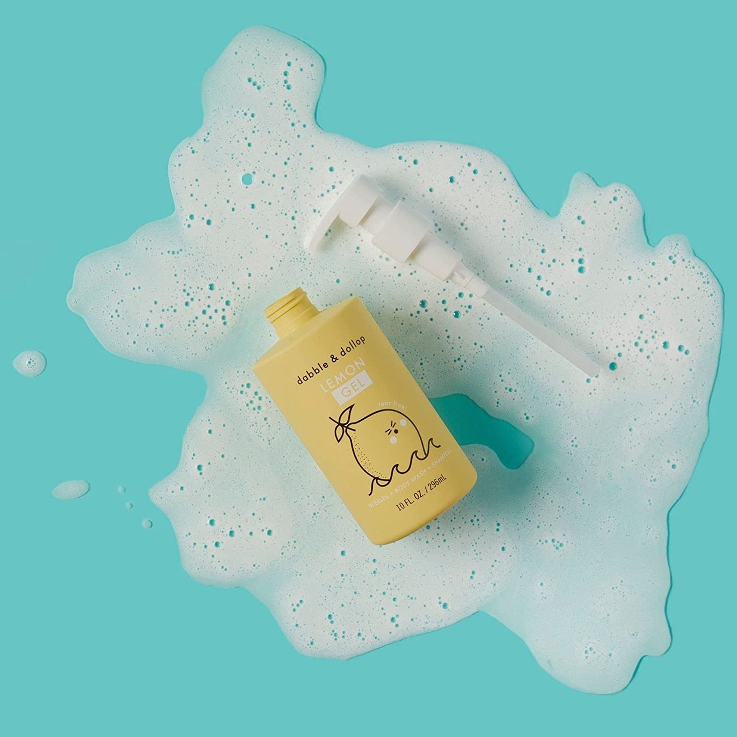 Dabble & Dollop Lemon Body Wash & Shampoo – 3-in-1 Natural Bubble Bath for Kids, Made in USA, No
