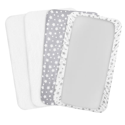 Pack and Play Sheets & Waterproof Terry Pack N Play Mattress Protector Pad Cover 4 Pack, Viscose