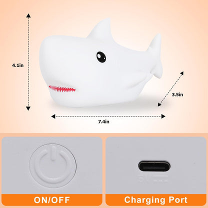ZKLiLi Shark Night Light, Cute Silicon Night Light for Kids, Nightlight with Remote，Portable Recharge Nightlight for Kid Room,Funny Gifts Stuff for Boys Girls Baby