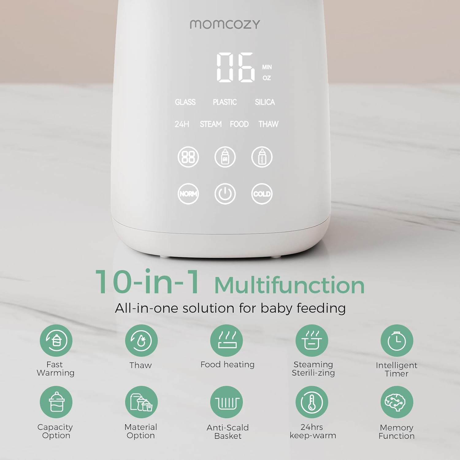 Momcozy Bottle Warmer, Fast Bottle Warmers for All Bottles with Timer, Accurate Temperature Control