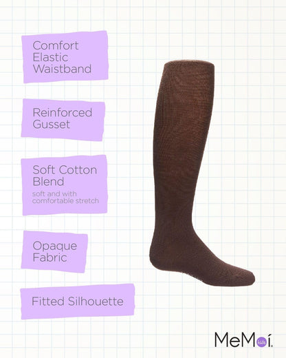 MeMoi Soft Pima Cotton Tights for Girls, Soft and Lightweight Opaque Tights for girls - Sizes 8 to 16
