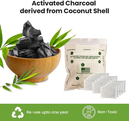 Green Piece® Overstuffed - Pack of All Natural Baby Diaper Pail Deodorizer Activated Charcoal Air Purifier - Pack of 15 Double Sized Sachets (24g)