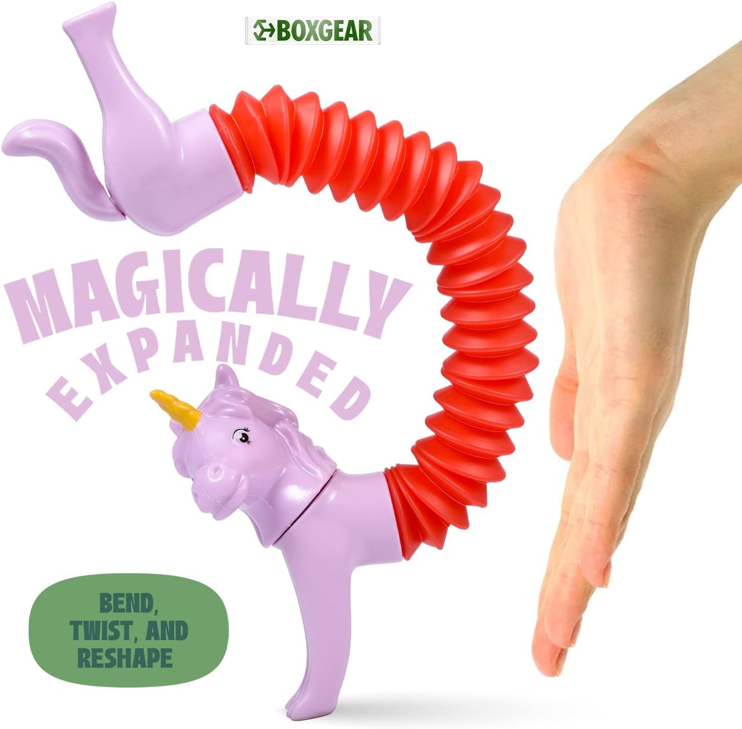 Boxgear 5-Pack Pop Tubes Mixed Animal Fidget Toys – Sensory Tubes for Toddlers – Cute Animal Sensory Fidget Toys for Girls and Boys – Stress-Relief Pop Sound Spring Toddler Sensory Toys