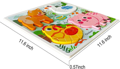 Farm Animal Puzzles for Toddlers 1-3, Gifts for 2 3 Years Old Girls Boys,Wooden Montessori Puzzle 2-4, Toddler Toys Learning Educational Toys Kids Ages 2-3
