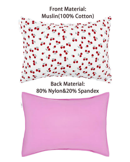 ALVABABY Toddler Pillowcases 2 Pack Muslin Cotton&Stretchy Kids Pillow Cover Fit 13"x 18" or 12"x16" Envelope for Girl Boy Sleepy Travel 2TPMN01A