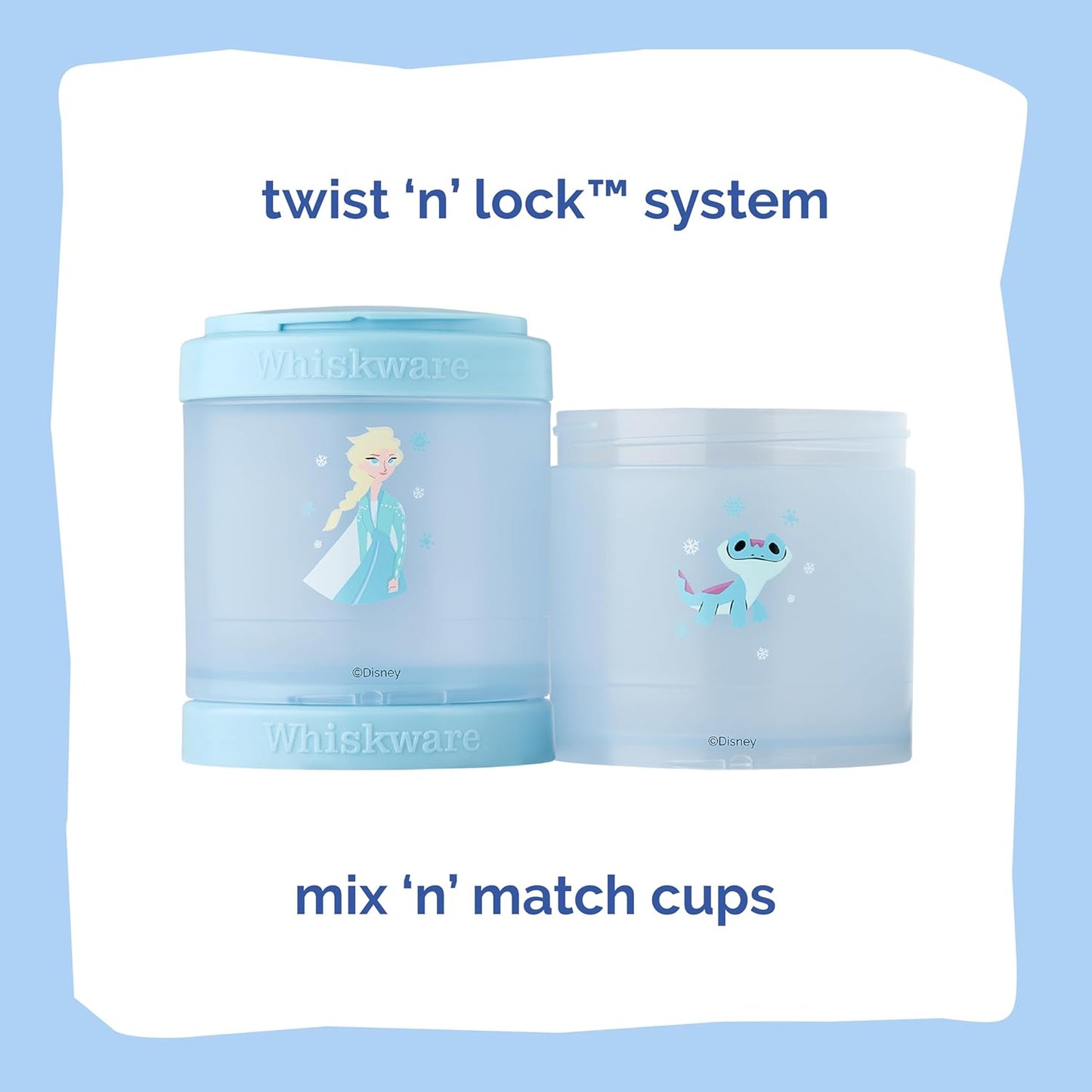 Whiskware Disney Princess Frozen, Stackable Snack Containers for Kids, 3 Stackable Snack Cups for