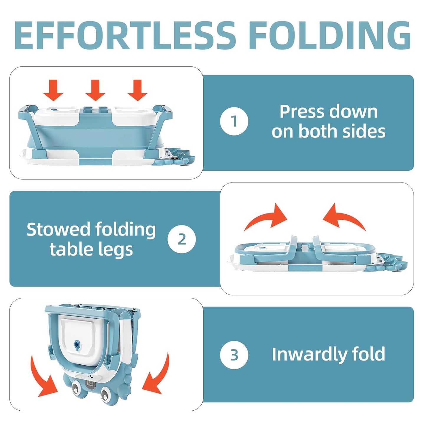 Collapsible Baby Bathtub for Newborns to Toddler with Real-time Temp Monitor & Floating
