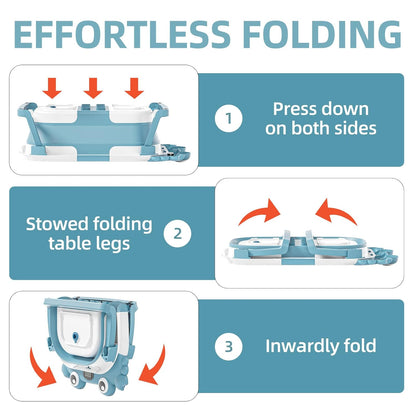 Collapsible Baby Bathtub for Newborns to Toddler with Real-time Temp Monitor & Floating