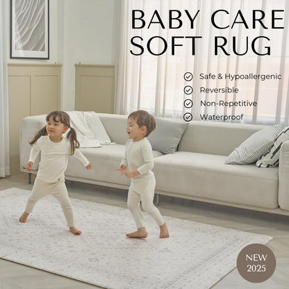 Baby Care Soft Rug (Prestige, Ikat - Persia) 98'' x 59'' Original One-Piece Reversible Rollable Waterproof Play Mat for Infants, Babies, Toddler, and Kids