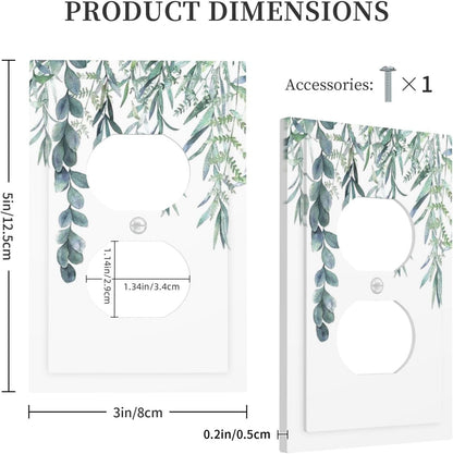 Eucalyptus Leaves Greenery Vine Flowers Simplicity Outlet Covers 1 Gang Duplex Light Switch Cover Decorative Switch Plates Electrical Receptacle Faceplate Wall Plate for Bed Room Living Room Decor