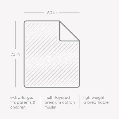 Little Unicorn Premium Quilted Throw | Super Soft, Multi-Layered Muslin XL Blanket| Great for Kids