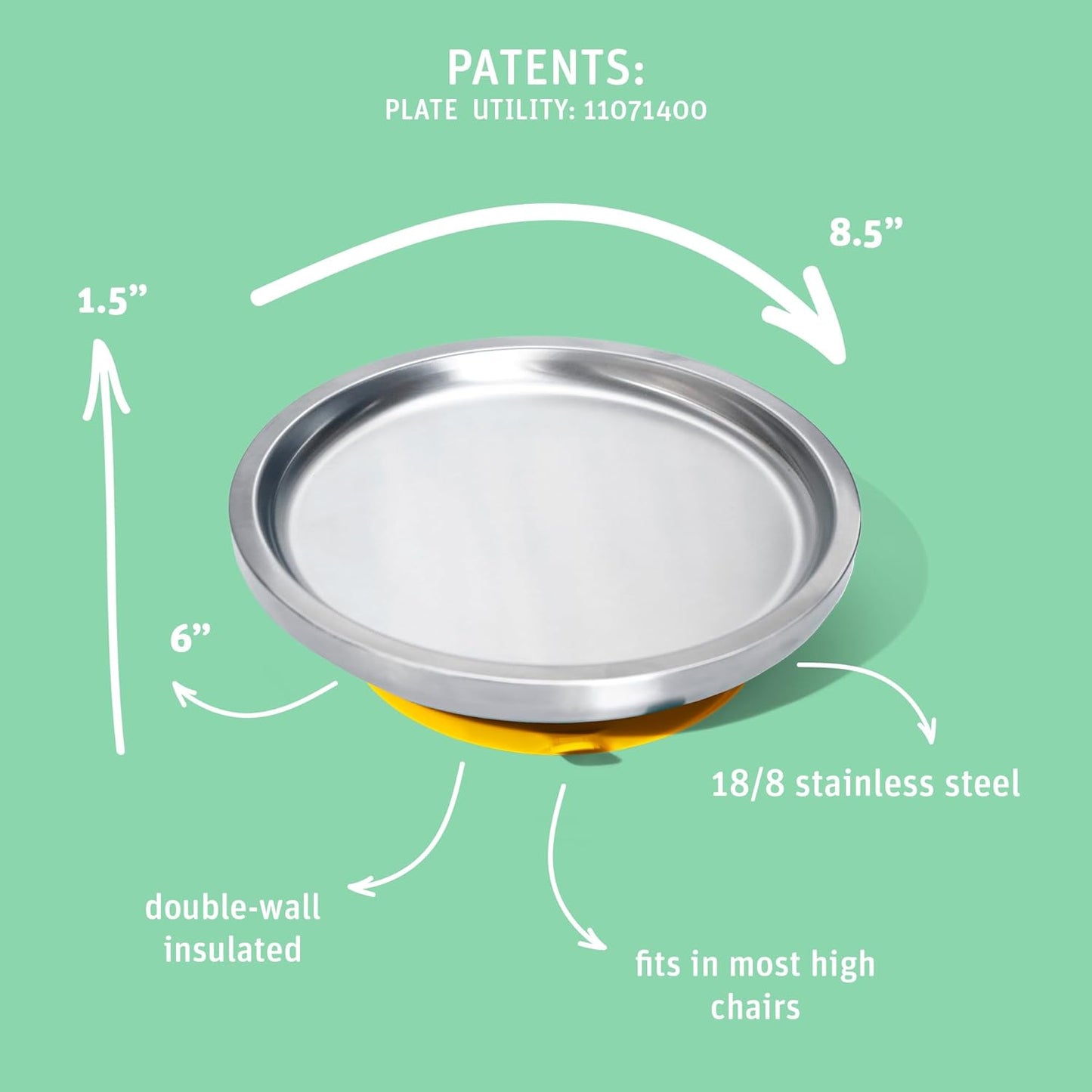 Avanchy Open Baby Plates with Suction – Stainless Steel Divided Plates for Toddlers, BPA-Free, Dishwasher Safe, Unbreakable, Non-Toxic, 100% Silicone Suction – Orange