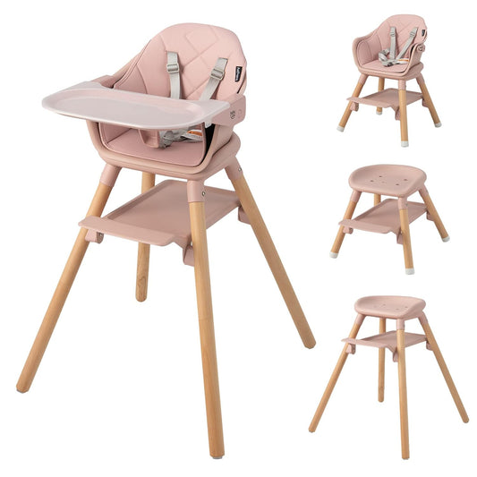 BABY JOY Baby High Chair, 6 in 1 Convertible Wooden High Chair for Babies & Toddlers with